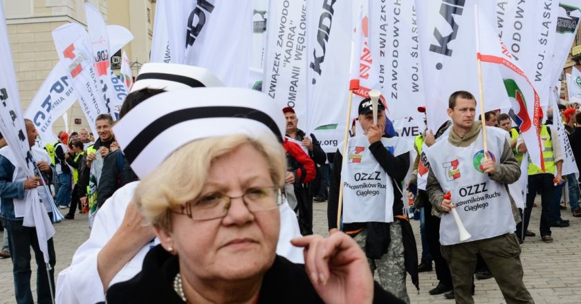 Działaczki Forum Związków Zawodowych. Fot. Jakub Szafrański